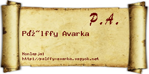 Pálffy Avarka névjegykártya